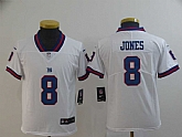 Youth Nike Giants 8 Daniel Jones White Color Rush Limited Jersey,baseball caps,new era cap wholesale,wholesale hats